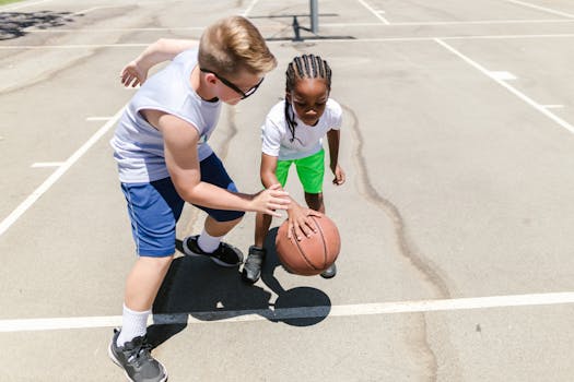 kids practicing dribbling