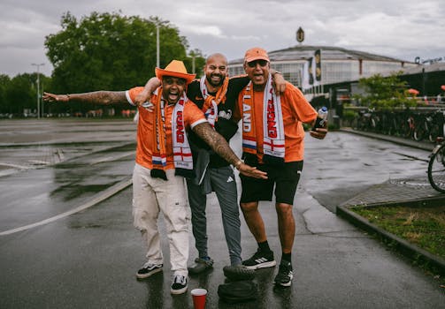 soccer fans celebrating