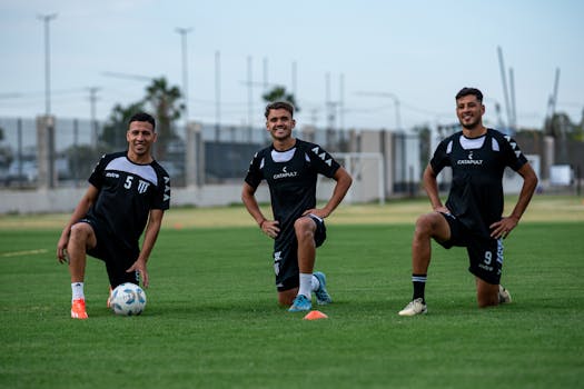 Exciting soccer match with players scoring goals