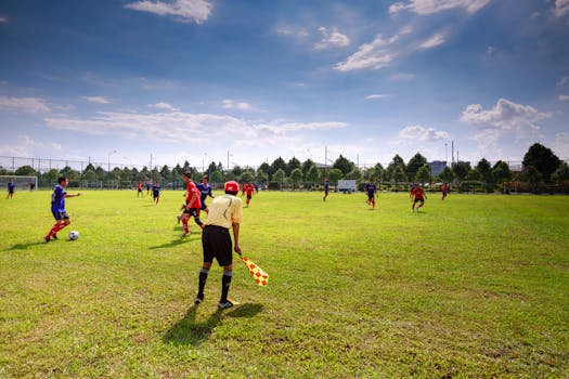 Young athletes training on the soccer field