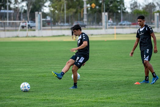 soccer practice session with young players